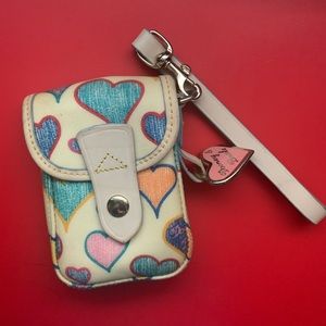 Dooney & Bourke Multicolor Hearts Ivory Wristlet
